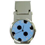 Polka Dots - Black on Iceberg Blue Money Clip Watch