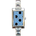 Polka Dots - Black on Iceberg Blue Rectangle Italian Charm Watch