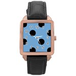 Polka Dots - Black on Iceberg Blue Rose Gold Leather Watch