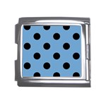 Polka Dots - Black on Iceberg Blue Mega Link Italian Charm (18mm)