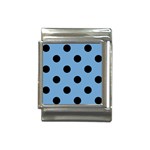 Polka Dots - Black on Iceberg Blue Italian Charm (13mm)