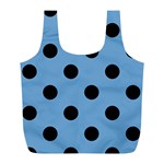 Polka Dots - Black on Iceberg Blue Full Print Recycle Bag (L)