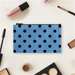 Polka Dots - Black on Iceberg Blue Cosmetic Bag (S)