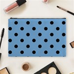 Polka Dots - Black on Iceberg Blue Cosmetic Bag (L)