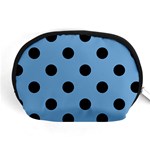 Polka Dots - Black on Iceberg Blue Accessory Pouch (Medium)