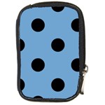 Polka Dots - Black on Iceberg Blue Compact Camera Leather Case