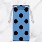 Polka Dots - Black on Iceberg Blue Jewelry Bag