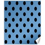 Polka Dots - Black on Iceberg Blue Canvas 8  x 10 