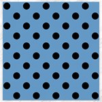 Polka Dots - Black on Iceberg Blue Canvas 12  x 12 