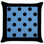 Polka Dots - Black on Iceberg Blue Throw Pillow Case (Black)