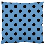 Polka Dots - Black on Iceberg Blue Large Cushion Case (One Side)