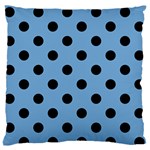 Polka Dots - Black on Iceberg Blue Large Flano Cushion Case (Two Sides)