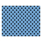 Polka Dots - Black on Iceberg Blue Double Sided Flano Blanket (Large)