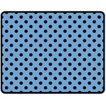 Polka Dots - Black on Iceberg Blue Double Sided Fleece Blanket (Medium) (Two Sides)