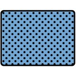 Polka Dots - Black on Iceberg Blue Double Sided Fleece Blanket (Large) (Two Sides)