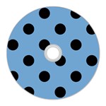 Polka Dots - Black on Iceberg Blue CD Wall Clock
