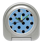 Polka Dots - Black on Iceberg Blue Desk Alarm Clock