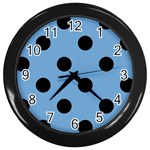 Polka Dots - Black on Iceberg Blue Wall Clock (Black)