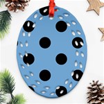 Polka Dots - Black on Iceberg Blue Oval Filigree Ornament (Two Sides)