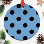 Polka Dots - Black on Iceberg Blue Ornament (Round)