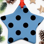 Polka Dots - Black on Iceberg Blue Star Ornament (Two Sides)