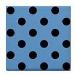 Polka Dots - Black on Iceberg Blue Tile Coaster