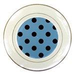 Polka Dots - Black on Iceberg Blue Porcelain Plate