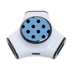Polka Dots - Black on Iceberg Blue Portable USB Hub (One Side)