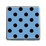 Polka Dots - Black on Iceberg Blue Memory Card Reader (Square)