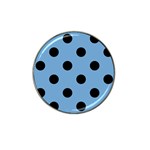 Polka Dots - Black on Iceberg Blue Hat Clip Ball Marker (4 pack)