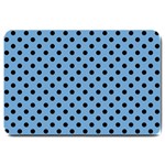 Polka Dots - Black on Iceberg Blue Large Doormat