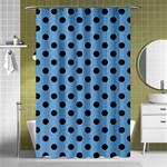 Polka Dots - Black on Iceberg Blue Shower Curtain 48  x 72  (Small)