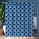 Polka Dots - Black on Iceberg Blue Shower Curtain 60  x 72  (Medium)