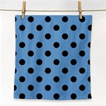 Polka Dots - Black on Iceberg Blue Face Towel
