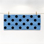Polka Dots - Black on Iceberg Blue Hand Towel