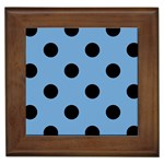 Polka Dots - Black on Iceberg Blue Framed Tile
