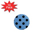 Polka Dots - Black on Iceberg Blue 1  Mini Magnet (10 pack)