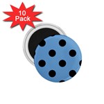 Polka Dots - Black on Iceberg Blue 1.75  Magnet (10 pack)