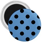 Polka Dots - Black on Iceberg Blue 3  Magnet