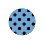 Polka Dots - Black on Iceberg Blue Magnet 3  (Round)