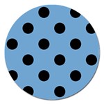 Polka Dots - Black on Iceberg Blue Magnet 5  (Round)