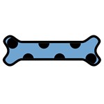 Polka Dots - Black on Iceberg Blue Magnet (Dog Bone)