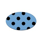 Polka Dots - Black on Iceberg Blue Sticker Oval (10 pack)