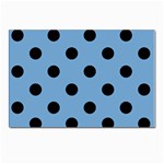 Polka Dots - Black on Iceberg Blue Postcard 4  x 6 