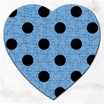 Polka Dots - Black on Iceberg Blue Jigsaw Puzzle (Heart)