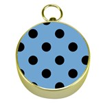 Polka Dots - Black on Iceberg Blue Gold Compass