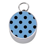 Polka Dots - Black on Iceberg Blue Silver Compass (Mini)