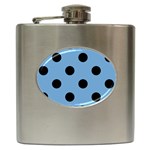 Polka Dots - Black on Iceberg Blue Hip Flask (6 oz)