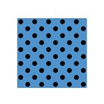 Polka Dots - Black on Steel Blue Satin Bandana Scarf
