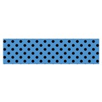 Polka Dots - Black on Steel Blue Satin Scarf (Oblong)